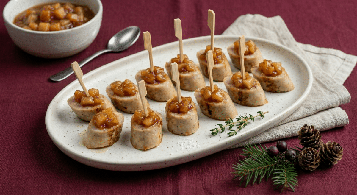 Piques de boudins blancs et leur confit de pommes