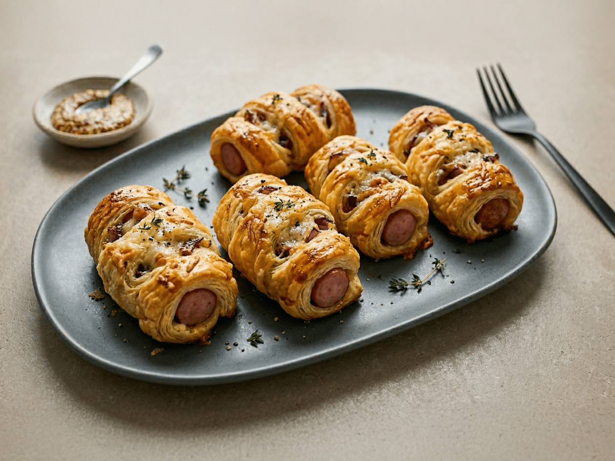 Feuilleté à la saucisse et au fromage