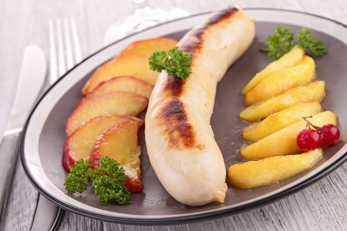 Piques de boudins blancs et leur confit de pommes